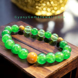 Jade Imperial Green Nephrite• Moldavite Green Sea Glass•Palo Santo Wood•Custom Size•10mm Grande Large•Natural Gemstone Energy Bead Bracelet•Limited Series