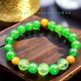 Jade Imperial Green Nephrite• Moldavite Green Sea Glass•Palo Santo Wood•Custom Size•10mm Grande Large•Natural Gemstone Energy Bead Bracelet•Limited Series