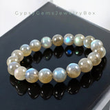 Labradorite - Rainbow Custom Size Round Smooth Stretch (10mm Grande) Natural Gemstone Crystal Energy Bead Bracelet