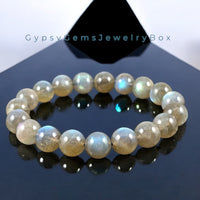 Labradorite - Rainbow Custom Size Round Smooth Stretch (10mm Grande) Natural Gemstone Crystal Energy Bead Bracelet