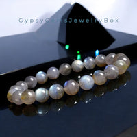 Labradorite - Rainbow Custom Size Round Smooth Stretch (8mm) Natural Gemstone Crystal Energy Bead Bracelet