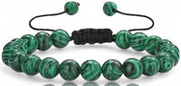 Malachite Braided Macrame Adjustable Sliding Knot Round Smooth (8mm) Natural Gemstone Crystal Energy Bead Bracelet