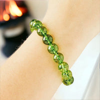 Peridot Custom Size Round Smooth Stretch (10mm Grande) Natural Gemstone Crystal Energy Bead Bracelet