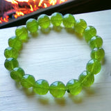 Peridot Olivine Green Custom Size Round Smooth Stretch (10mm) Natural Gemstone Crystal Energy Bead Bracelet