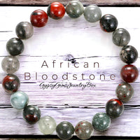 Bloodstone - African Bloodstone Custom Size Multicolor Round Smooth Stretch (8mm) Natural Gemstone Crystal Energy Bead Bracelet