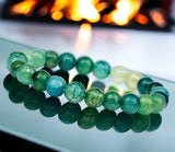 Agate - Dragon Vein Green Custom Size Round Smooth Stretch (8mm) Natural Gemstone Crystal Energy Bead Bracelet