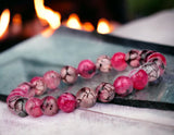 Agate - Dragon Vein Pink Custom Size Round Smooth Stretch (8mm) Natural Gemstone Crystal Energy Bead Bracelet