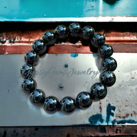Tourmaline - Black Custom Size Smooth Round Stretch (10mm Grande) Natural Gemstone Crystal Energy Bead Bracelet