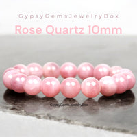 Quartz - Rose Pink Madagascar Custom Size Smooth Round Stretch (10mm Grande) Natural Gemstone Crystal Energy Bead Bracelet