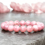 Quartz - Rose Pink Madagascar Custom Size Smooth Round Stretch (10mm Grande) Natural Gemstone Crystal Energy Bead Bracelet