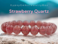 Quartz - Strawberry Quartz Custom Size Round Smooth Stretch(8mm) Natural Gemstone Crystal Energy Bead Bracelet