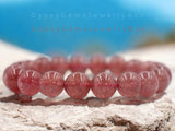 Quartz - Strawberry Quartz Custom Size Round Smooth Stretch(8mm) Natural Gemstone Crystal Energy Bead Bracelet