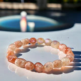 Sunstone Peach Nuggets Custom Size Stretch (8 - 10mm) Irregular Shape Smooth Natural Gemstone Crystal Energy Bead Bracelet