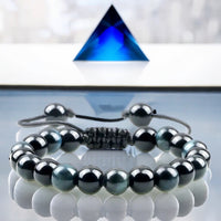 Tiger’s Eye - Blue + Black Onyx Braided Macrame Adjustable Sliding Knot Round Smooth (8mm) Natural Gemstone Crystal Energy Bead Bracelet