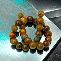 Agate - Dragon Vein Brown Orange Yellow Custom Size Round Smooth Stretch (8mm) Natural Gemstone Crystal Energy Bead Bracelet