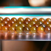 Agate - Dragon Vein Orange Custom Size Round Smooth Stretch (8mm) Natural Gemstone Crystal Energy Bead Bracelet