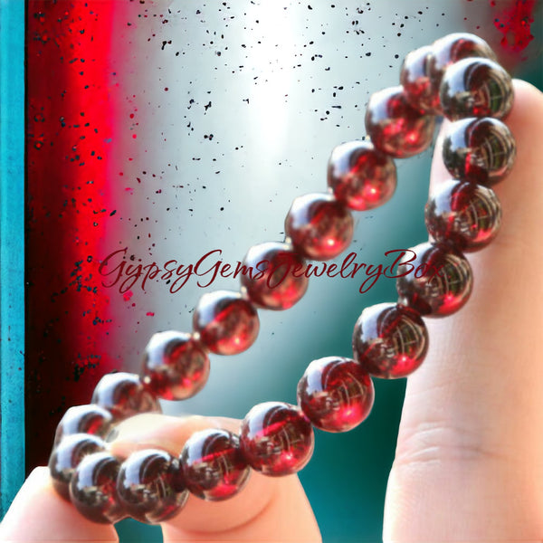 Men's Garnet Bracelet | Natural Garnet Bead Bracelet | PlayHardLookDope Small 7'' / 8mm