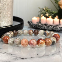 Fossil Coral Custom Size Round Smooth Stretch (8mm) Natural Gemstone Crystal Energy Bead Bracelet