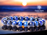 Tiger’s Eye - Dark Sapphire Blue Custom Size Round Smooth Stretch (8mm) Natural Gemstone Crystal Energy Bead Bracelet