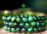 Tiger’s Eye - Green Custom Size Round Smooth Stretch (8mm) Natural Gemstone Crystal Energy Bead Bracelet