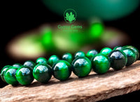 Tiger’s Eye - Green Custom Size Round Smooth Stretch (8mm) Natural Gemstone Crystal Energy Bead Bracelet