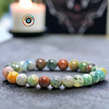 Agate - Indian Agate Custom Size Round Smooth Stretch (8mm) Natural Gemstone Crystal Energy Bead Bracelet