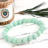 Amazonite - Green Custom Size Smooth Round Stretch (8mm) Natural Gemstone Crystal Energy Bead Bracelet