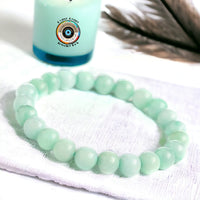 Amazonite - Green Custom Size Smooth Round Stretch (8mm) Natural Gemstone Crystal Energy Bead Bracelet