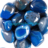 Agate - Banded Botswana Stripe Blue Agate Custom Size Round Smooth Stretch (8mm) Natural Gemstone Crystal Energy Bead Bracelet