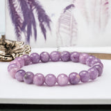 Lepidolite Purple Mica Custom Size Round Smooth Stretch (8mm) Natural Gemstone Crystal Energy Bead Bracelet
