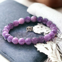 Lepidolite Purple Mica Custom Size Round Smooth Stretch (8mm) Natural Gemstone Crystal Energy Bead Bracelet