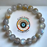 Labradorite - Rainbow Custom Size Round Smooth Stretch (8mm) Natural Gemstone Crystal Energy Bead Bracelet
