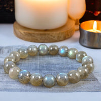 Labradorite - Rainbow Custom Size Round Smooth Stretch (10mm Grande) Natural Gemstone Crystal Energy Bead Bracelet