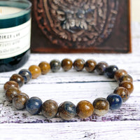 Pietersite Custom Size Round Smooth Stretch (8mm) Natural Gemstone Crystal Energy Bead Bracelet