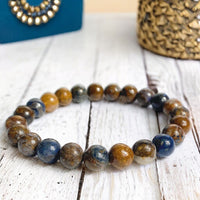 Pietersite Custom Size Round Smooth Stretch (8mm) Natural Gemstone Crystal Energy Bead Bracelet