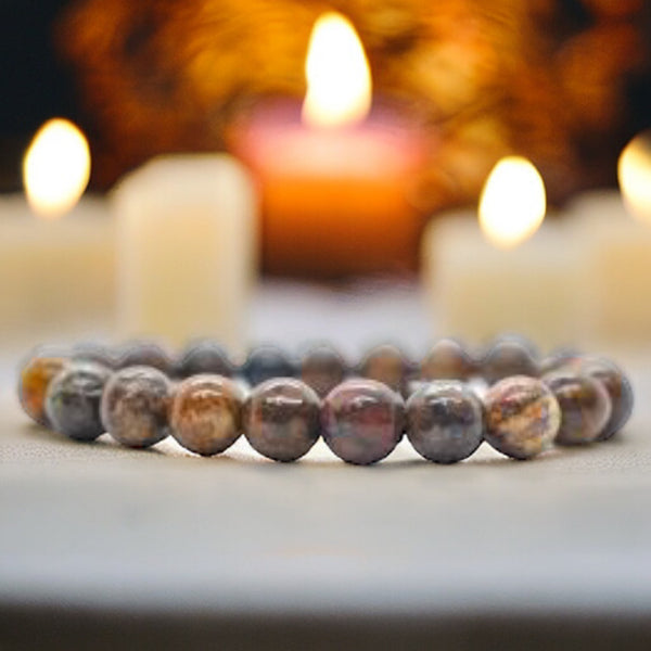 Pietersite Custom Size Round Smooth Stretch (8mm) Natural Gemstone Crystal Energy Bead Bracelet