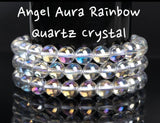 Angel Aura Mystic Mermaid (Clear/Rainbow) Australian Quartz Crystal•Smooth Transparent•”Celestial Mermaid” - Custom Size•Holographic Crystal Energy Bead Bracelet