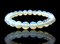 Opalite Sri Lanka Moonstone Custom Size Diamond Cut Faceted Stretch (8mm) Natural Gemstone Crystal Energy Bead Bracelet