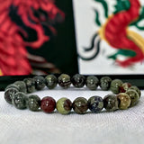 Bloodstone - Dragon Bloodstone Custom Size Round Smooth Stretch (8mm) Natural Gemstone Crystal Energy Bead Bracelet