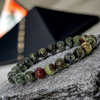 Bloodstone - Dragon Bloodstone Custom Size Round Smooth Stretch (8mm) Natural Gemstone Crystal Energy Bead Bracelet