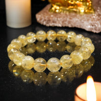 Citrine Custom Size Yellow Round Smooth Stretch (10mm Grande) Natural Gemstone Crystal Energy Bead Bracelet "High Quality”  Large Beads