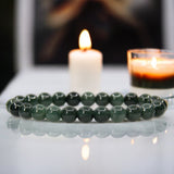 Jade - Nephrite Dark Forest Green Custom Size Round Smooth Stretch (8mm) Natural Gemstone Crystal Energy Bead Bracelet