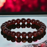 Garnet - Pyrope Red Wine Custom Size Round Smooth Stretch (8mm) Natural Gemstone Crystal Energy Bead Bracelet