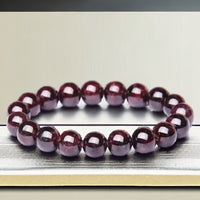 Garnet - Almandine Red Custom Size Round Smooth Stretch (8mm) Natural Gemstone Crystal Energy Bead Bracelet