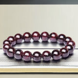 Garnet Red Almandine Custom Size Round Smooth Stretch (8mm) Natural Gemstone Crystal Energy Bead Bracelet