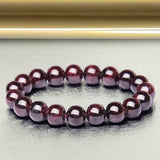 Garnet Red Almandine Custom Size Round Smooth Stretch (8mm) Natural Gemstone Crystal Energy Bead Bracelet