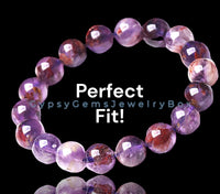 Quartz - Purple Phantom (Super 7) Custom Size Round Smooth Stretch  (8mm) Natural Gemstone Crystal Energy Bead Bracelet