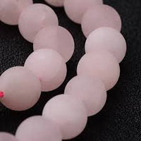 Quartz - Rose Quartz Pink Madagascar Frost Matte Custom Size Rustic Round Stretch (8mm) Natural Gemstone Crystal Energy Bead Bracelet