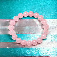 Quartz - Rose Pink Madagascar Custom Size Smooth Round Stretch (10mm Grande) Natural Gemstone Crystal Energy Bead Bracelet