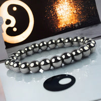 Hematite Black Custom Size Round Stretch (8mm) Natural Gemstone Crystal Energy Bead Bracelet